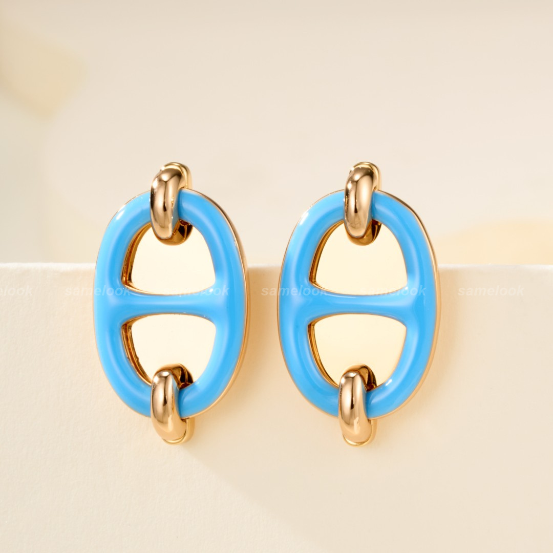 에르메스 미니 팝 H 에나멜 귀걸이 스카이 블루